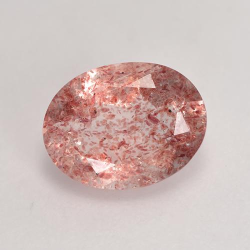 Cuarzo Fresa Rosado medio natural de 1.68 ct, Corte Óvalo, Translúcido