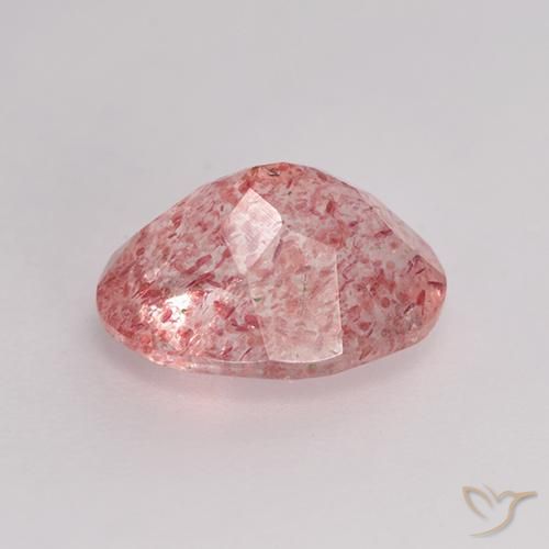 Cuarzo fresa Rosado cálido claro natural de 1.62 ct, Ovalada, Translúcido