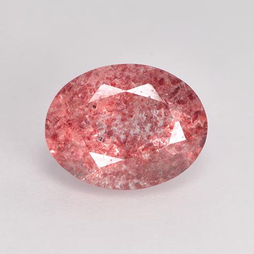 Cuarzo Fresa Rosado medio natural de 1.77 ct, Corte Óvalo, Translúcido