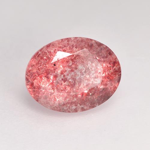 Cuarzo Fresa Rosado medio natural de 1.77 ct, Corte Óvalo, Translúcido
