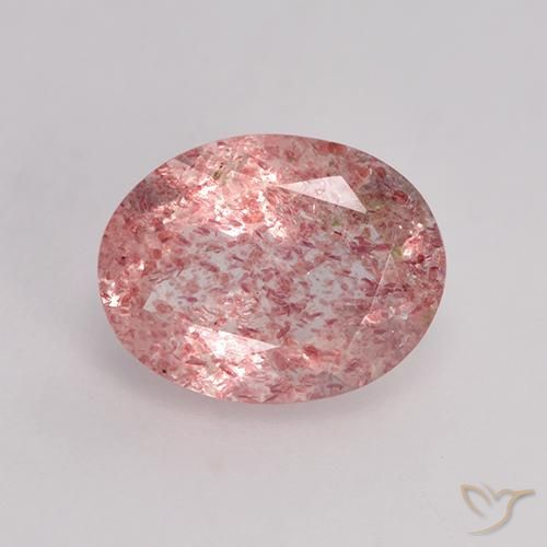 Cuarzo Fresa Rosado terroso natural de 1.51 ct, Corte Óvalo, Translúcido