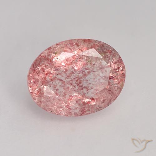 Cuarzo Fresa Rosado terroso natural de 1.51 ct, Corte Óvalo, Translúcido
