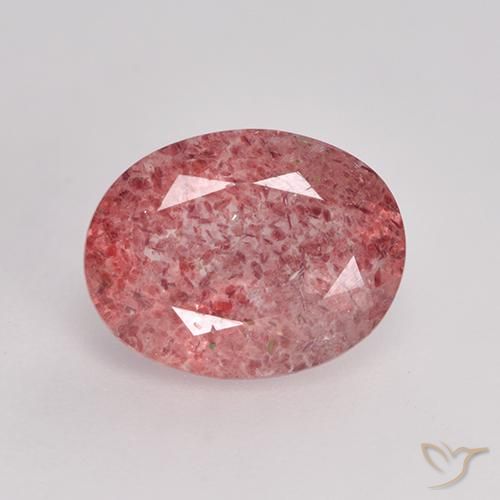 1.68ct Natural Rosado oscuro medio cuarzo fresa, Ovalada, Translúcido