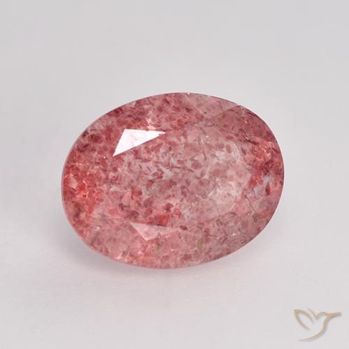 Cuarzo fresa Rosado oscuro medio natural de 1.68 ct, Ovalada, Translúcido