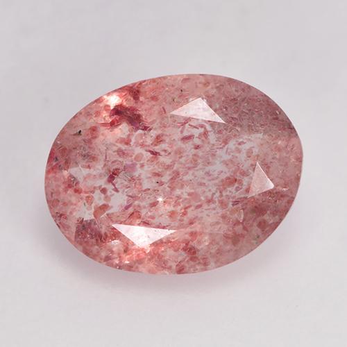 Cuarzo fresa rojo natural de 1,36 ct, corte óvalo, translúcido