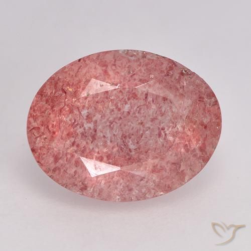 1.69ct Natural Rosado medio cuarzo fresa, Ovalada, Translúcido