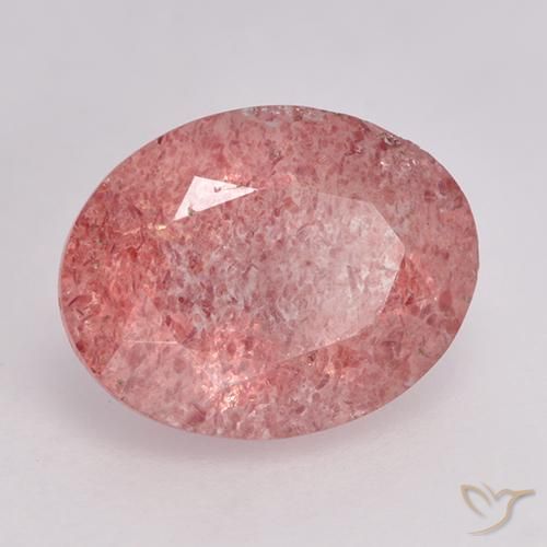 Cuarzo fresa Rosado medio natural de 1.69 ct, Ovalada, Translúcido