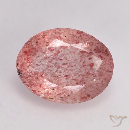 1.51ct Natural Rosado claro medio cuarzo fresa, Ovalada, Translúcido