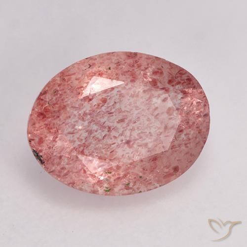 Cuarzo fresa Rosado claro medio natural de 1.51 ct, Ovalada, Translúcido