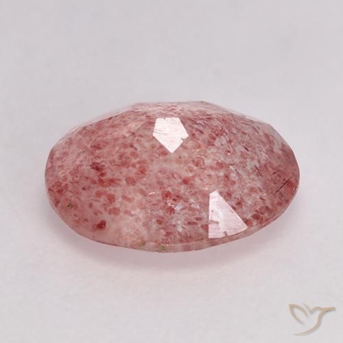 Cuarzo fresa Rosado claro medio natural de 1.51 ct, Ovalada, Translúcido