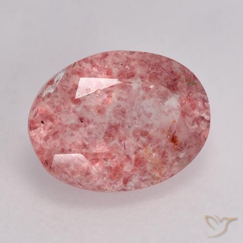 Cuarzo fresa Rosado intenso natural de 1.51 ct, Ovalada, Translúcido