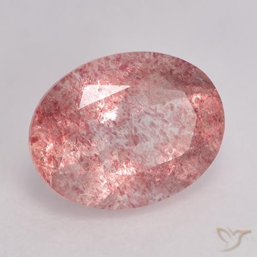 Cuarzo fresa Rosado medio natural de 1.60 ct, Ovalada, Translúcido