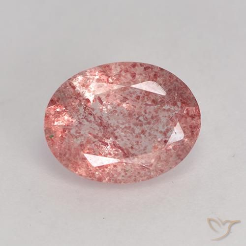 Cuarzo fresa rosa natural de 1,57 ct, corte óvalo, translúcido