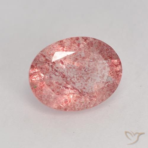 Cuarzo fresa rosa natural de 1,57 ct, corte óvalo, translúcido