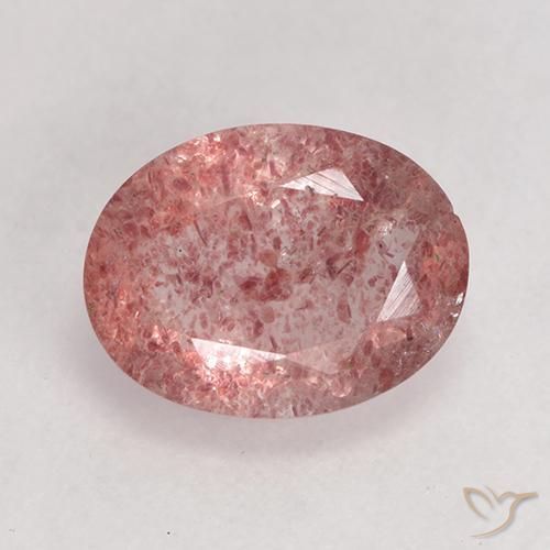 1.59ct Natural Rosado medio Cuarzo fresa, Ovalada, Translúcido
