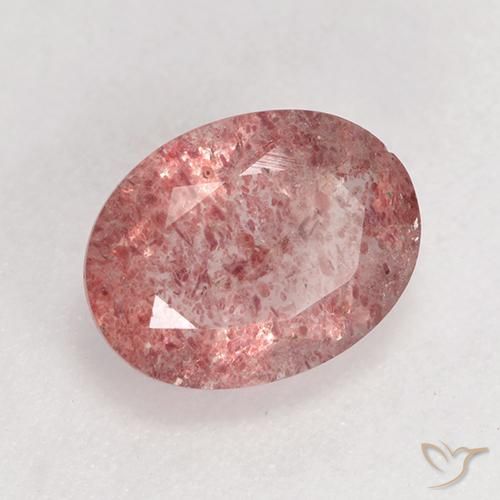 Cuarzo fresa Rosado medio natural de 1.59 ct, Ovalada, Translúcido