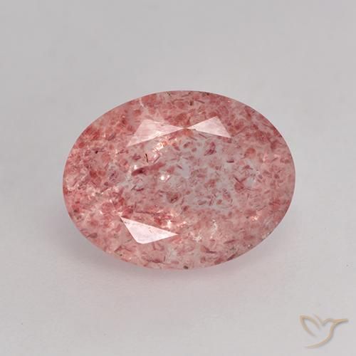 1.79ct Natural Rosado claro medio Cuarzo fresa, Ovalada, Translúcido