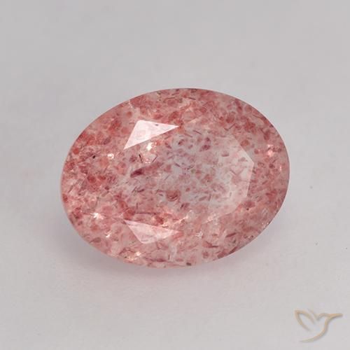 Cuarzo fresa Rosado claro medio natural de 1.79 ct, Ovalada, Translúcido