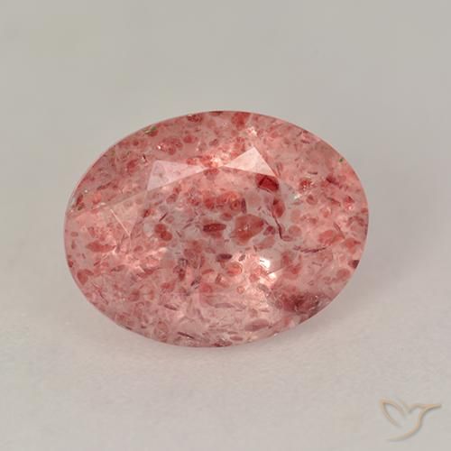 1.74ct Natural Rosado medio cuarzo fresa, Ovalada, Translúcido