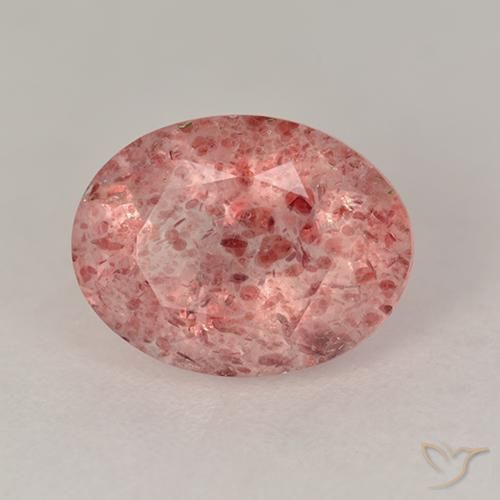 Cuarzo fresa Rosado medio natural de 1.74 ct, Ovalada, Translúcido