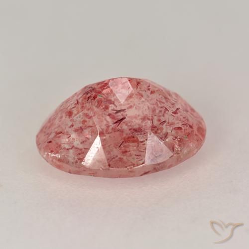 Cuarzo fresa Rosado medio natural de 1.74 ct, Ovalada, Translúcido