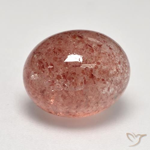 Cuarzo fresa Rojo ladrillo claro natural de 7.86 ct, Ovalada, Translúcido