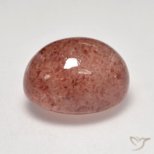 Cuarzo fresa Rojo ladrillo claro natural de 7.86 ct, Ovalada, Translúcido