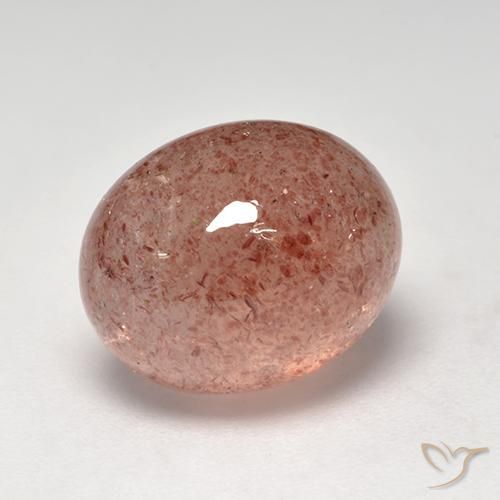 Cuarzo fresa Rojo indio natural de 6.70 ct, Ovalada, Translúcido