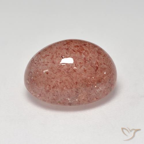 Cuarzo fresa Rojo indio natural de 6.70 ct, Ovalada, Translúcido