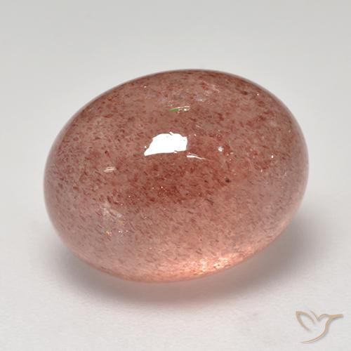 Cuarzo fresa Rosado naranja natural de 7.57 ct, Ovalada, Translúcido