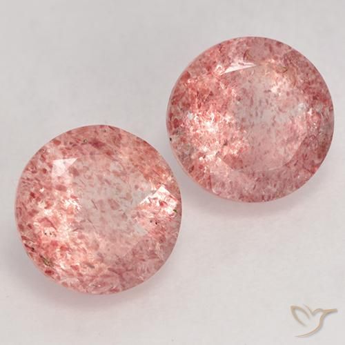 Gemas de Cuarzo fresa Rosado medio natural de 2.47 ct, Redondo, Translúcido