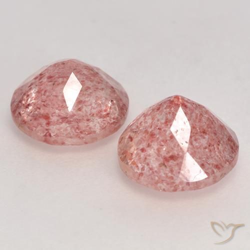 Gemas de Cuarzo fresa Rosado medio natural de 2.47 ct, Redondo, Translúcido