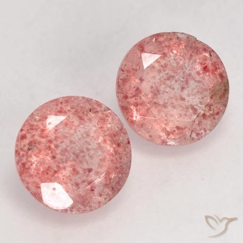 Gemas de Cuarzo fresa Rosado claro medio natural de 2.36 ct, Redondo, Translúcido
