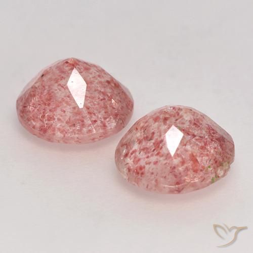 Gemas de Cuarzo fresa Rosado claro medio natural de 2.36 ct, Redondo, Translúcido