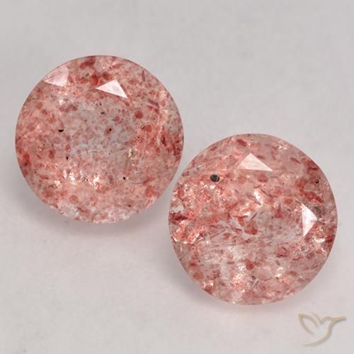 2.38ctw Natural Rosado claro cuarzo fresa, Redondo, Transparente
