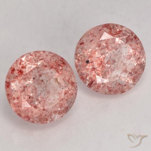Gemas de Cuarzo fresa Rosado claro natural de 2.38 ct, Redondo, Transparente