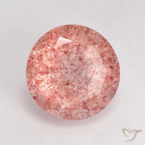 Cuarzo fresa Rosado claro natural de 3.47 ct, Redondo, Translúcido