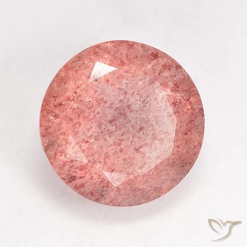 Cuarzo fresa Rosado frambuesa natural de 3.54 ct, Redondo, Translúcido