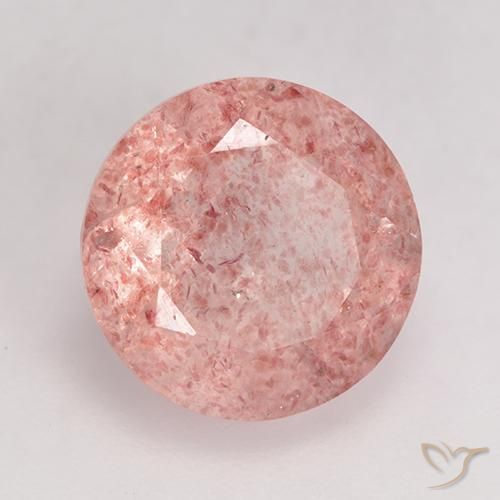 Cuarzo fresa Rosado claro natural de 3.92 ct, Redondo, Translúcido
