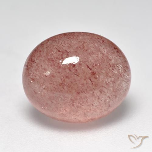 Cuarzo fresa Rosado claro medio natural de 7.58 ct, Ovalada, Translúcido