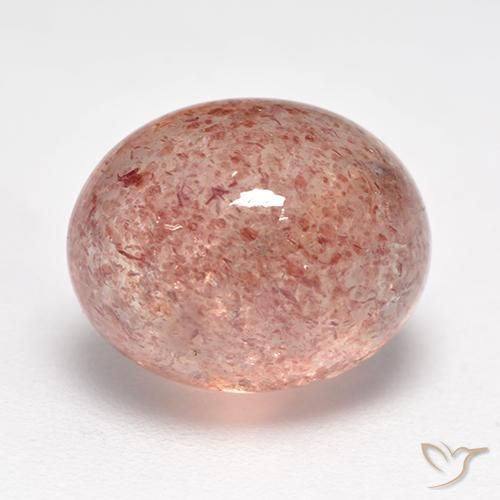Cuarzo fresa Rosado claro medio natural de 5.28 ct, Ovalada, Translúcido