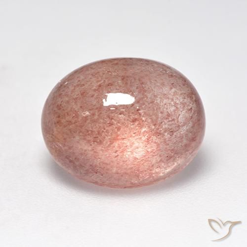 Cuarzo fresa Rosado claro medio natural de 6.70 ct, Ovalada, Translúcido