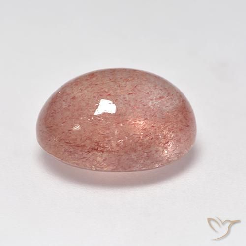 Cuarzo fresa Rosado claro medio natural de 6.70 ct, Ovalada, Translúcido