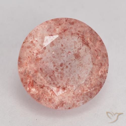 Cuarzo fresa Rosado terroso natural de 3.62 ct, Redondo, Transparente