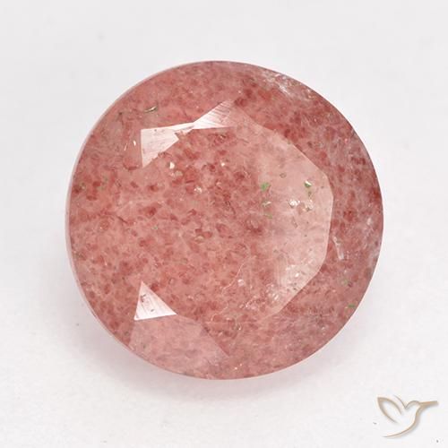 Cuarzo fresa Rosa rosado natural de 3.23 ct, Redondo, Translúcido