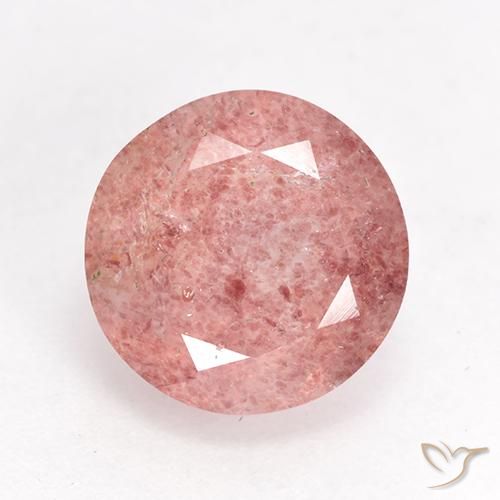 3.59ct Natural Rosado claro Cuarzo fresa, Redondo, Translúcido