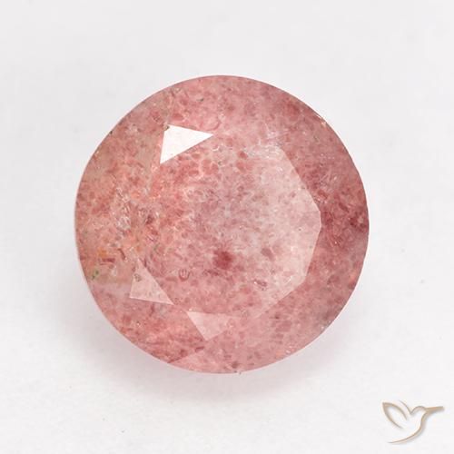 Cuarzo fresa Rosado claro natural de 3.59 ct, Redondo, Translúcido