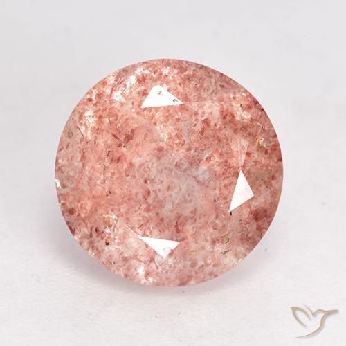 3.51ct Natural Rosado claro medio Cuarzo fresa, Redondo, Translúcido