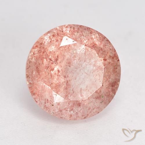 Cuarzo fresa Rosado claro medio natural de 3.51 ct, Redondo, Translúcido