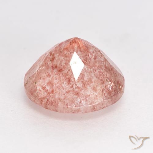 Cuarzo fresa Rosado claro medio natural de 3.51 ct, Redondo, Translúcido